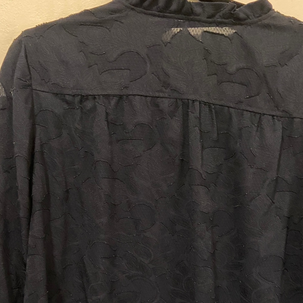 Banana Republic Factory Navy Blue Textured Blouse